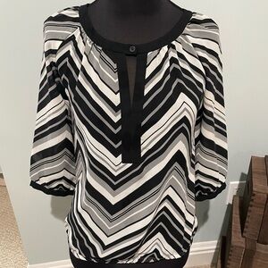 Banana Republic Monochrome Chevron Blouse